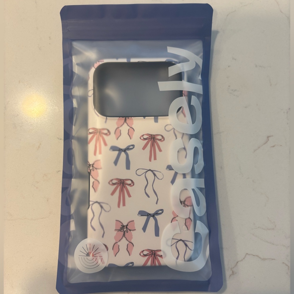 White Phone Case with Pink and Blue Bow Patterned